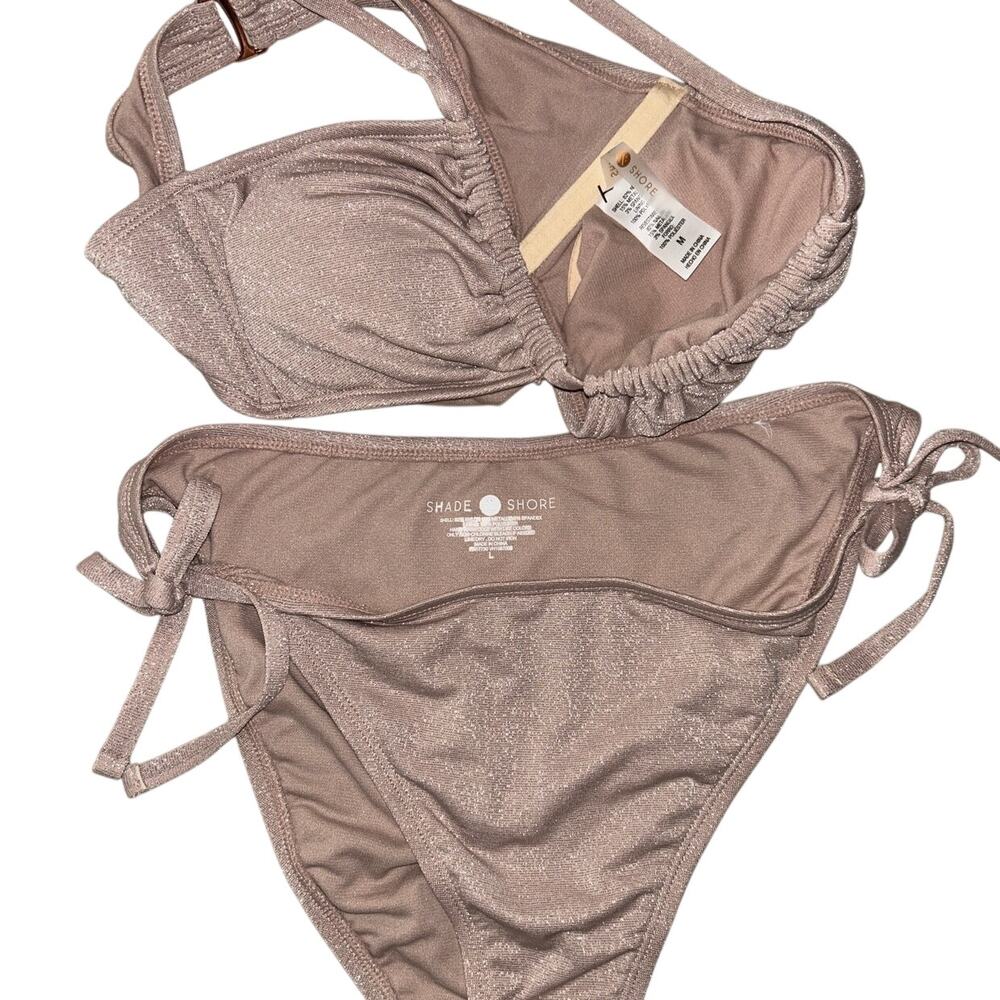 Unique Sparkle Shimmer Blush / Pink Bikini -- TOP MEDIUM & BOTTOM LARGE NWOT